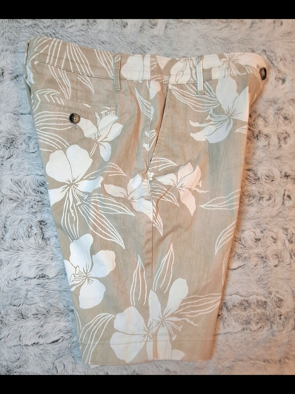 Tommy Bahama Tan and White Floral Bermuda Shorts